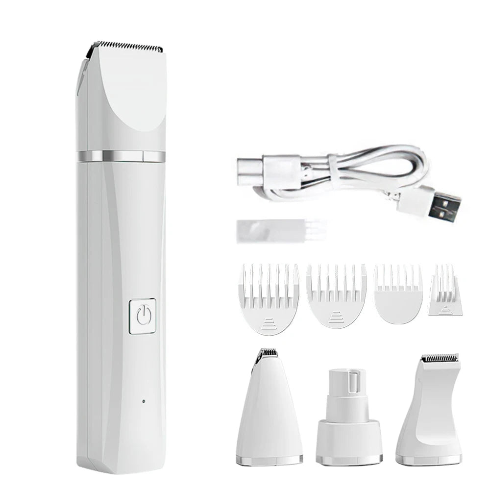 Professional 4 in 1 Pet Hair Clipper Electric Shaver Trimmer Kit Rechargeable Haircut Nail Grinder Grooming Cutting Machine