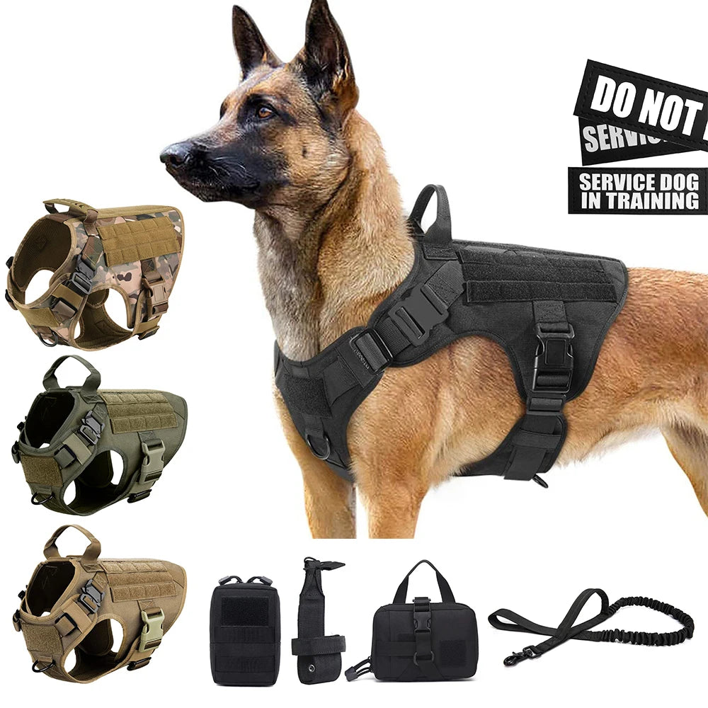 Dog Collar Military Harness And Leash Set Pet Training All Breeds