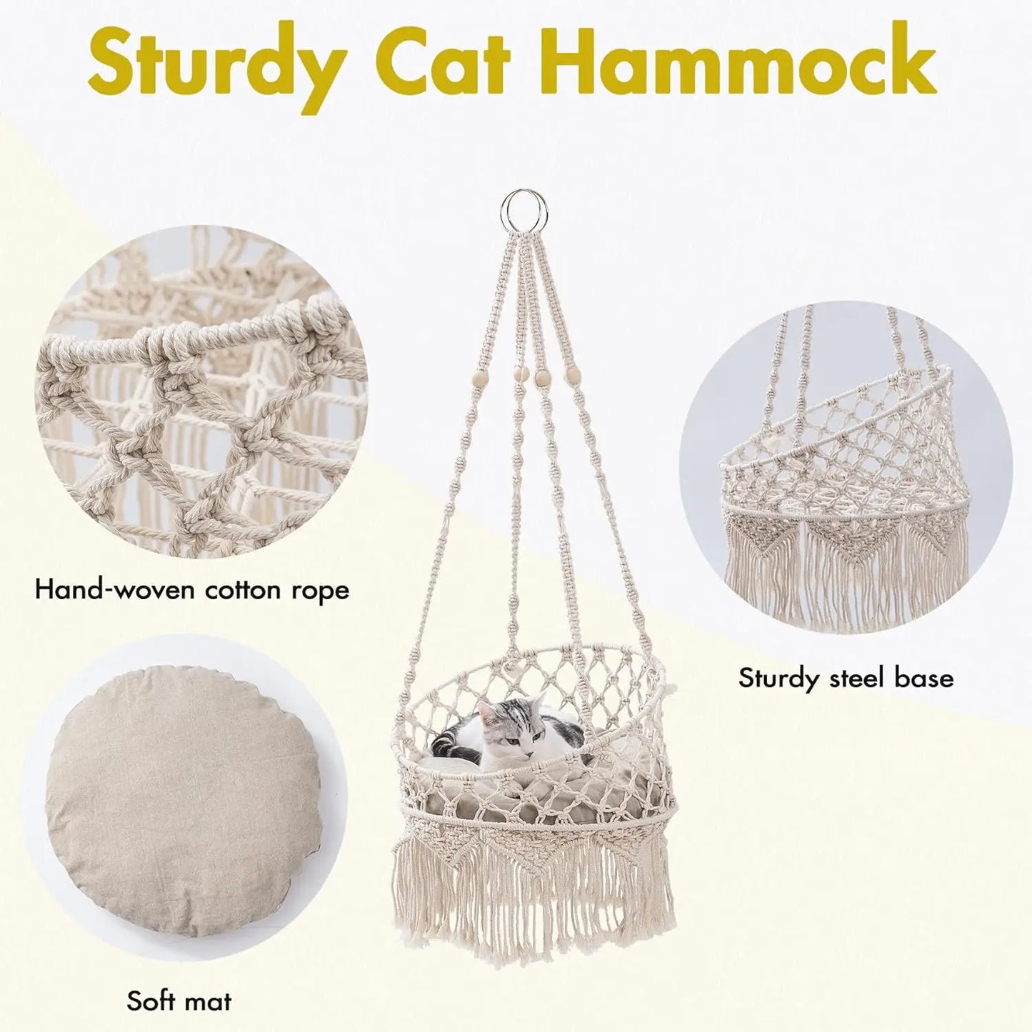 Handwoven Pet Cat Hammock Swing Bed