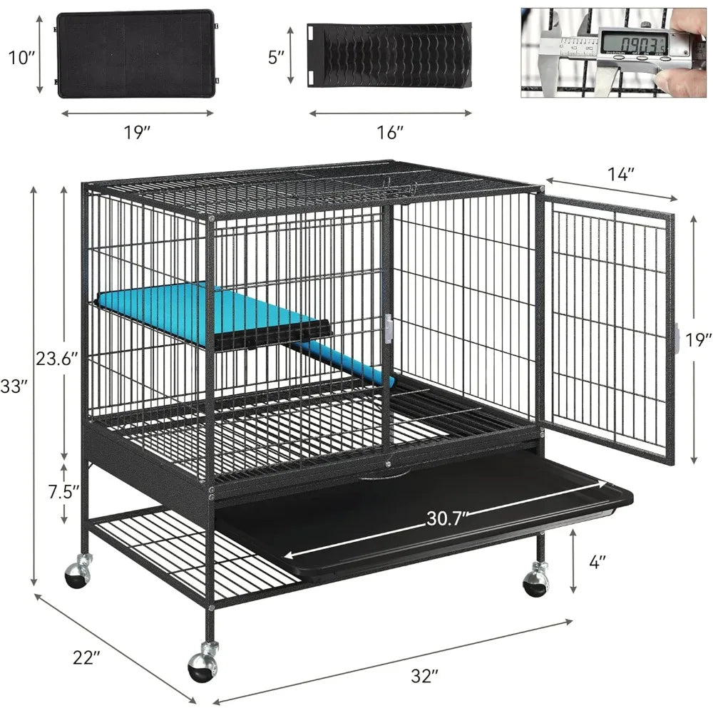 Metal 2-Tiers Small Animal Cages for Indoor Critters