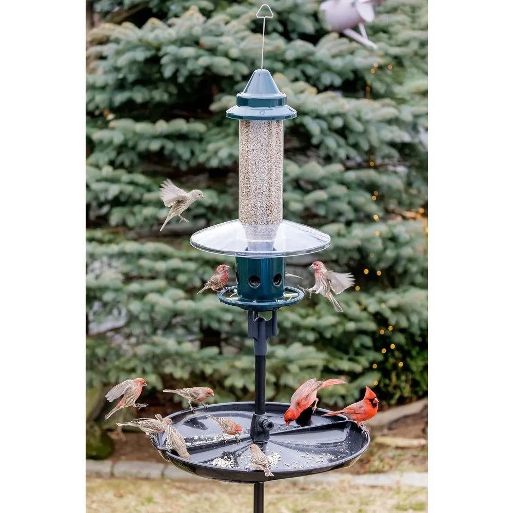 Squirrel-proof Bird Feeder w/Cardinal Ring and 6 Feeding Ports, Adjustable, Pole-mountable