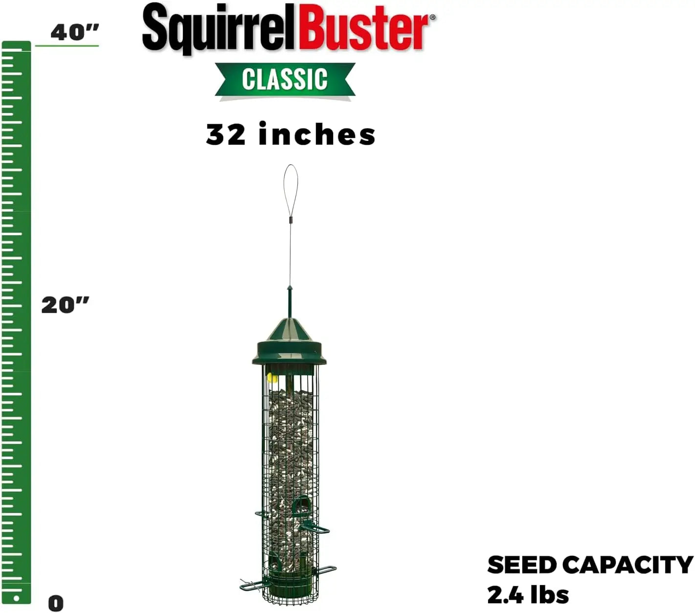 Classic Squirrel-proof Bird Feeder w/4 Feeding Ports, 2.4-pound Seed Capacity