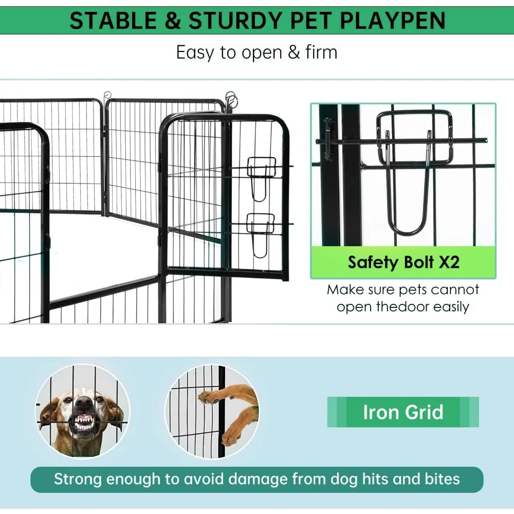 Pet Fence 40 inch Height 16 Panels Metal Outdoor Exercise Pen