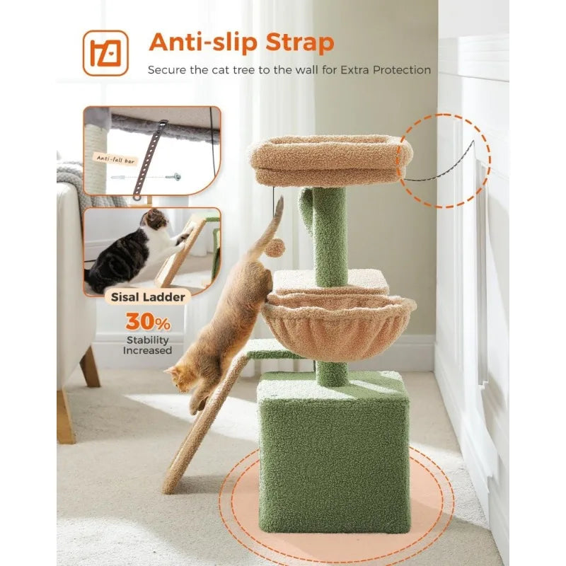 Cactus Cat Tree for Indoor.  Cat Tower Cat Condo with Sisal Scratching Ramp