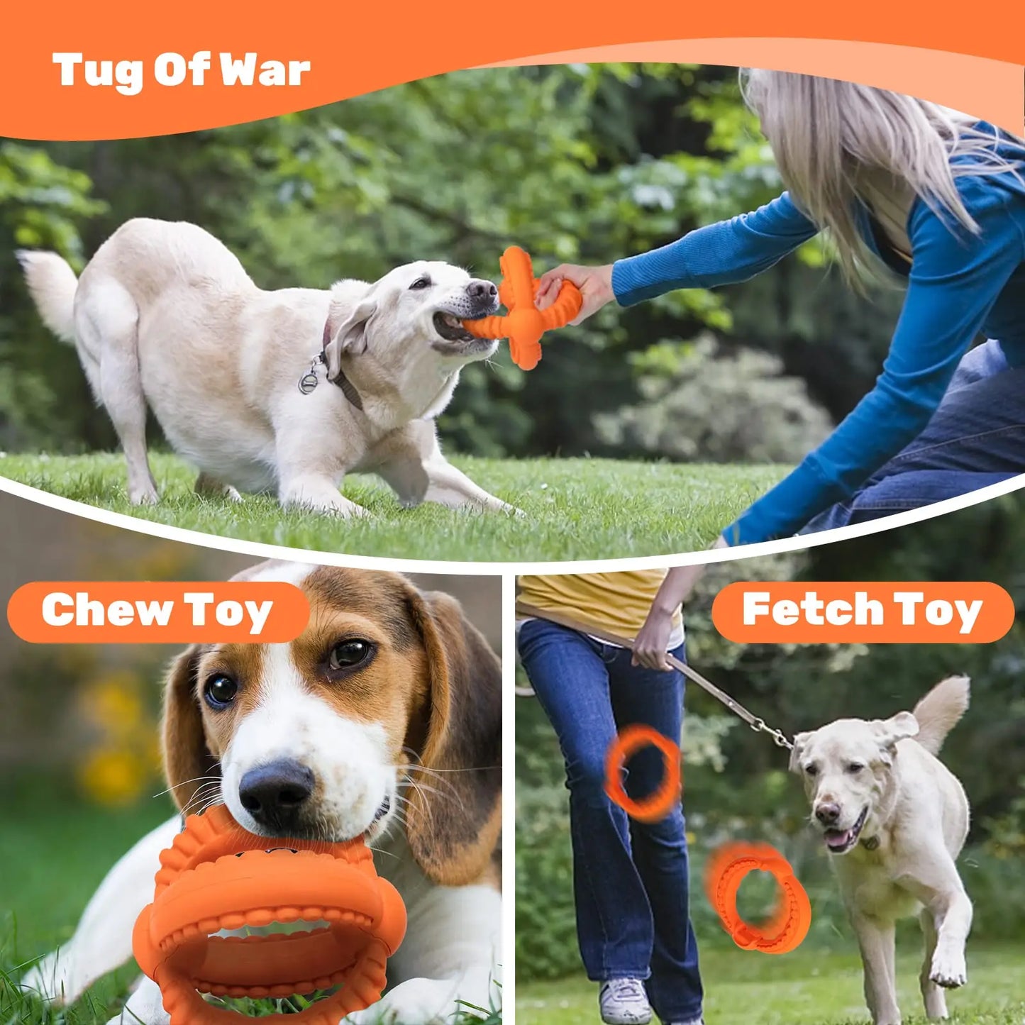 Interactive Dog Toys Detachable Dog Tug of War Toy with 2 Rings