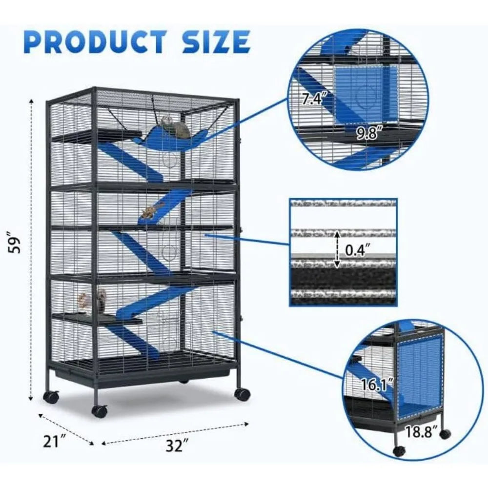 6-tier Metal Small Animal Cage w/ Rollers