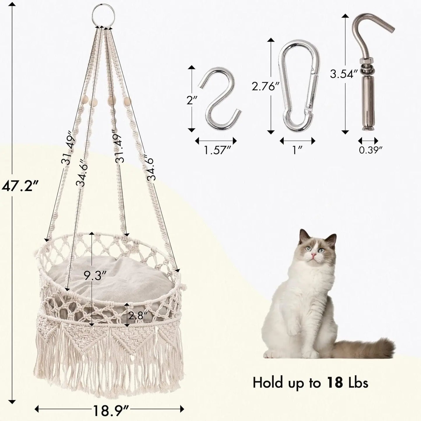 Handwoven Pet Cat Hammock Swing Bed