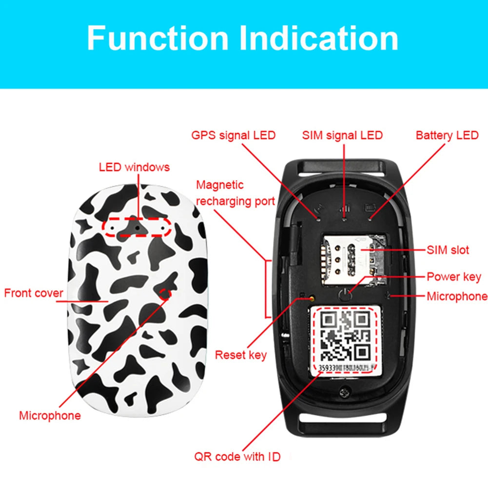 GPS Tracker Smart Locator SIM Card 4G/GPS/LBS for Cat Dog Bird