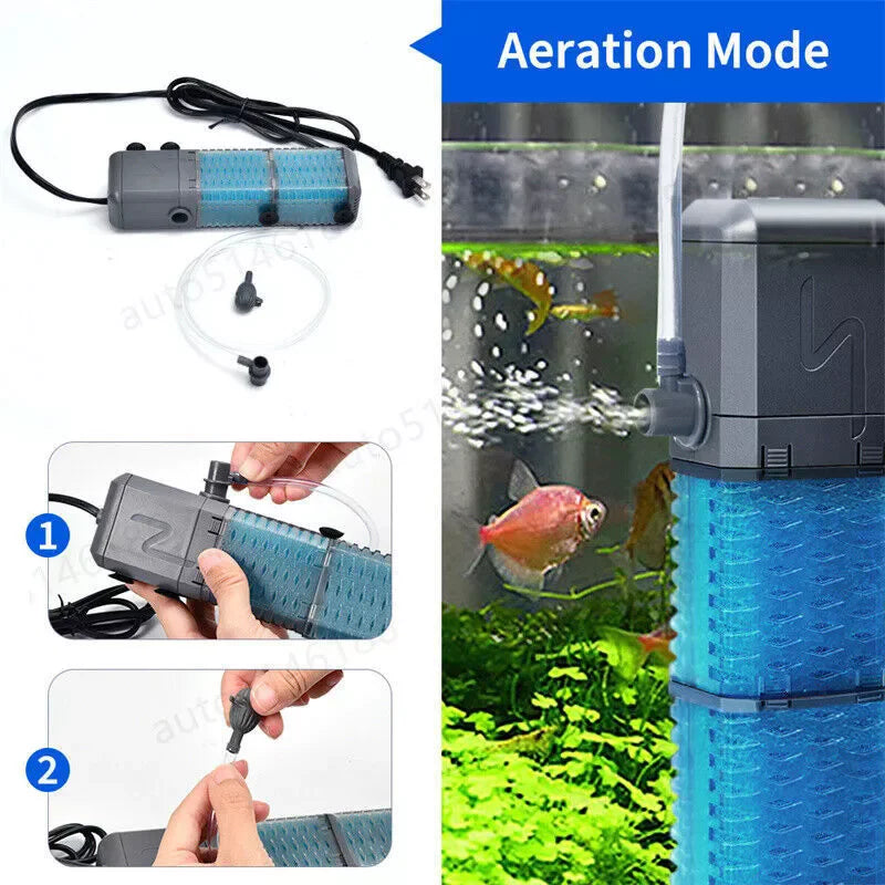 4-in-1 Internal Aquarium Fish Tank Filter Submersible Water Pump 800L/H Oxygen Filter Pump Improve Water circulation