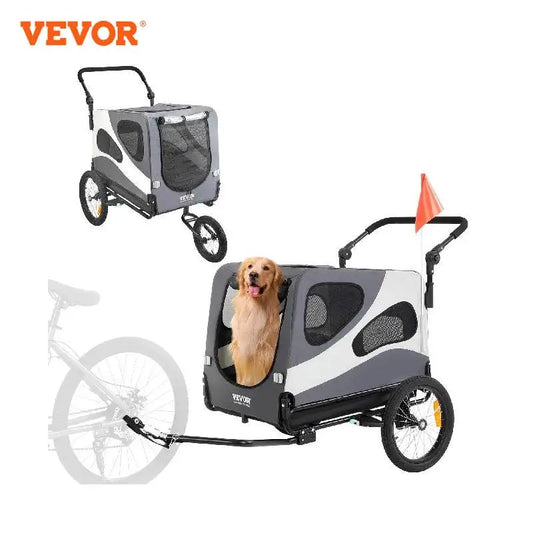 100lbs Dog Bike Trailer 2-in-1 Pet Stroller Bicycle Carrier