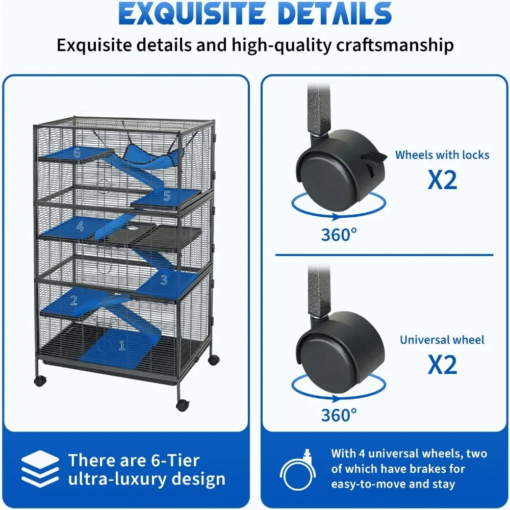 6-tier Metal Small Animal Cage w/ Rollers