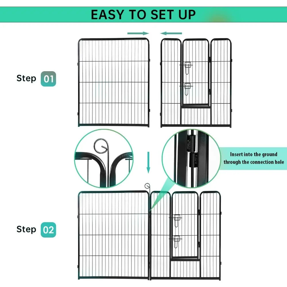 Pet Fence 40 inch Height 16 Panels Metal Outdoor Exercise Pen