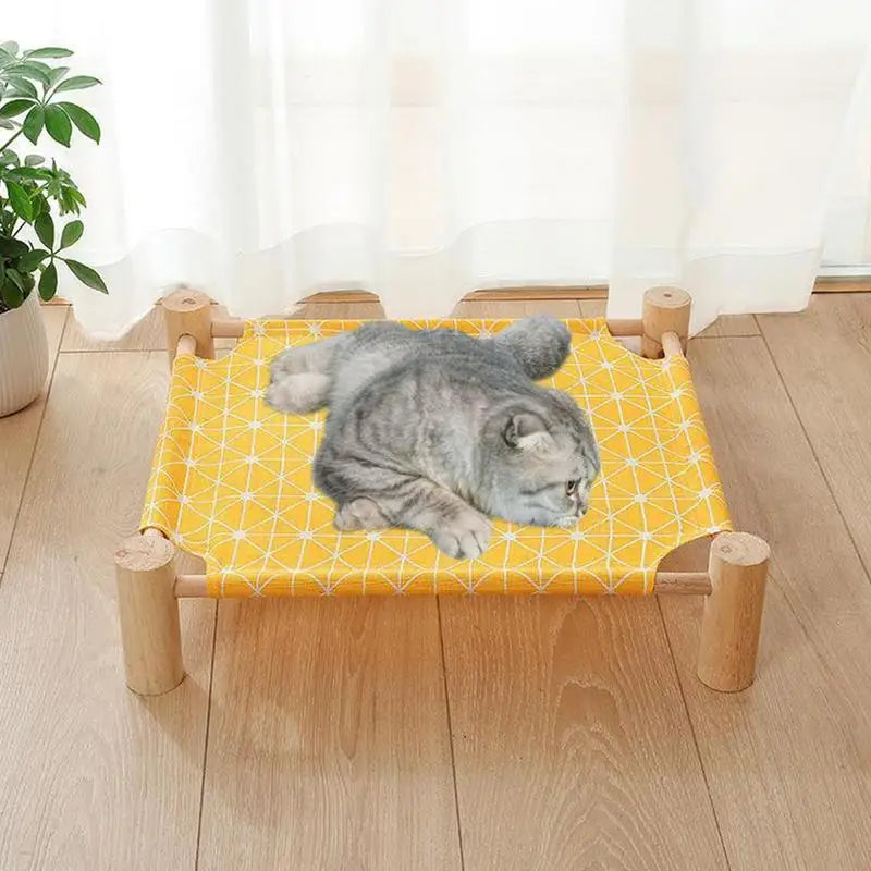 Cooling Elevated Dog Bed Small Wooden Pet Bed for Summer Cat Dog Hammock