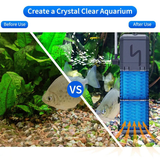 4-in-1 Internal Aquarium Fish Tank Filter Submersible Water Pump 800L/H Oxygen Filter Pump Improve Water circulation