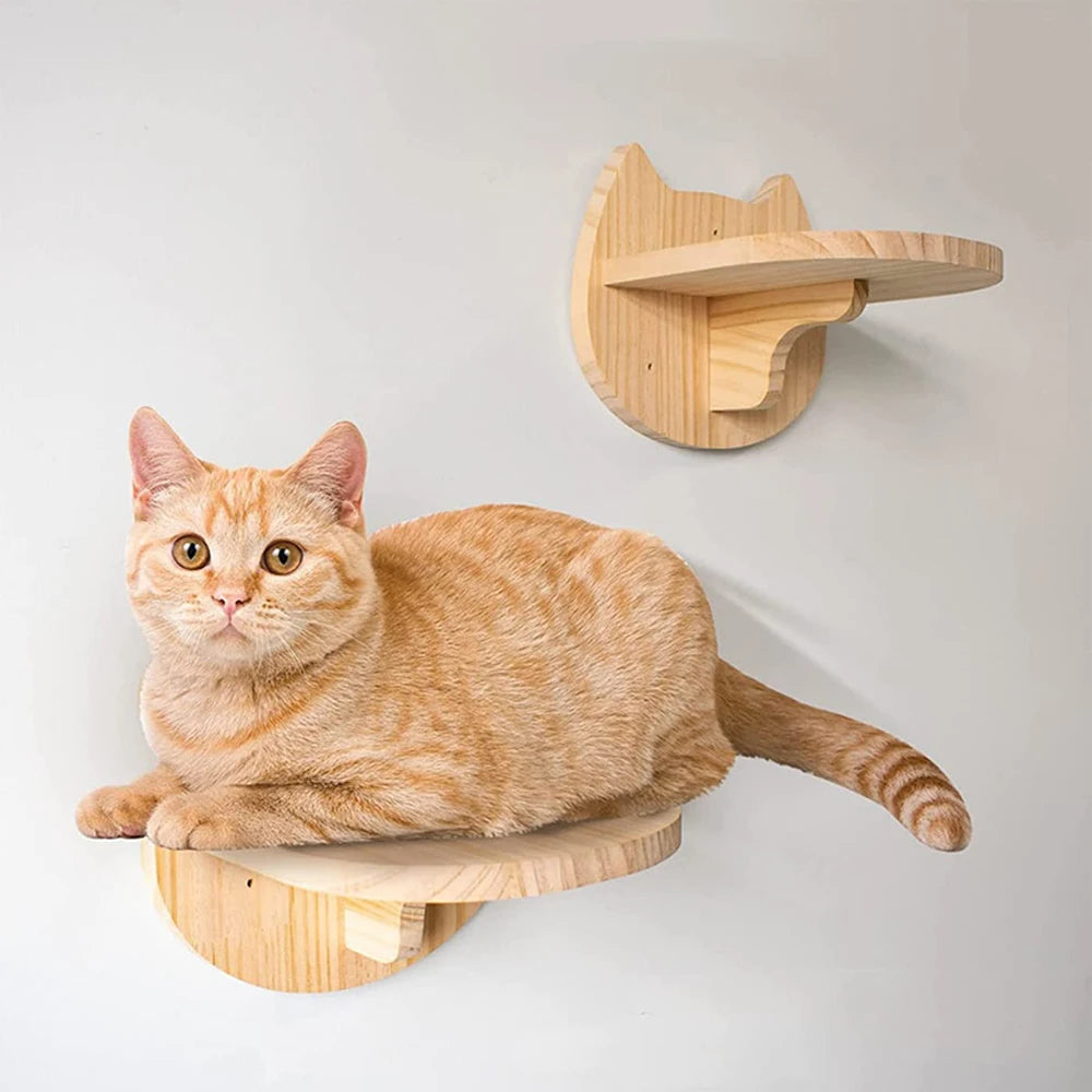 Cat Climbing Shelf Wall Mounted Four Step Stairway With Sisal Scratching Post