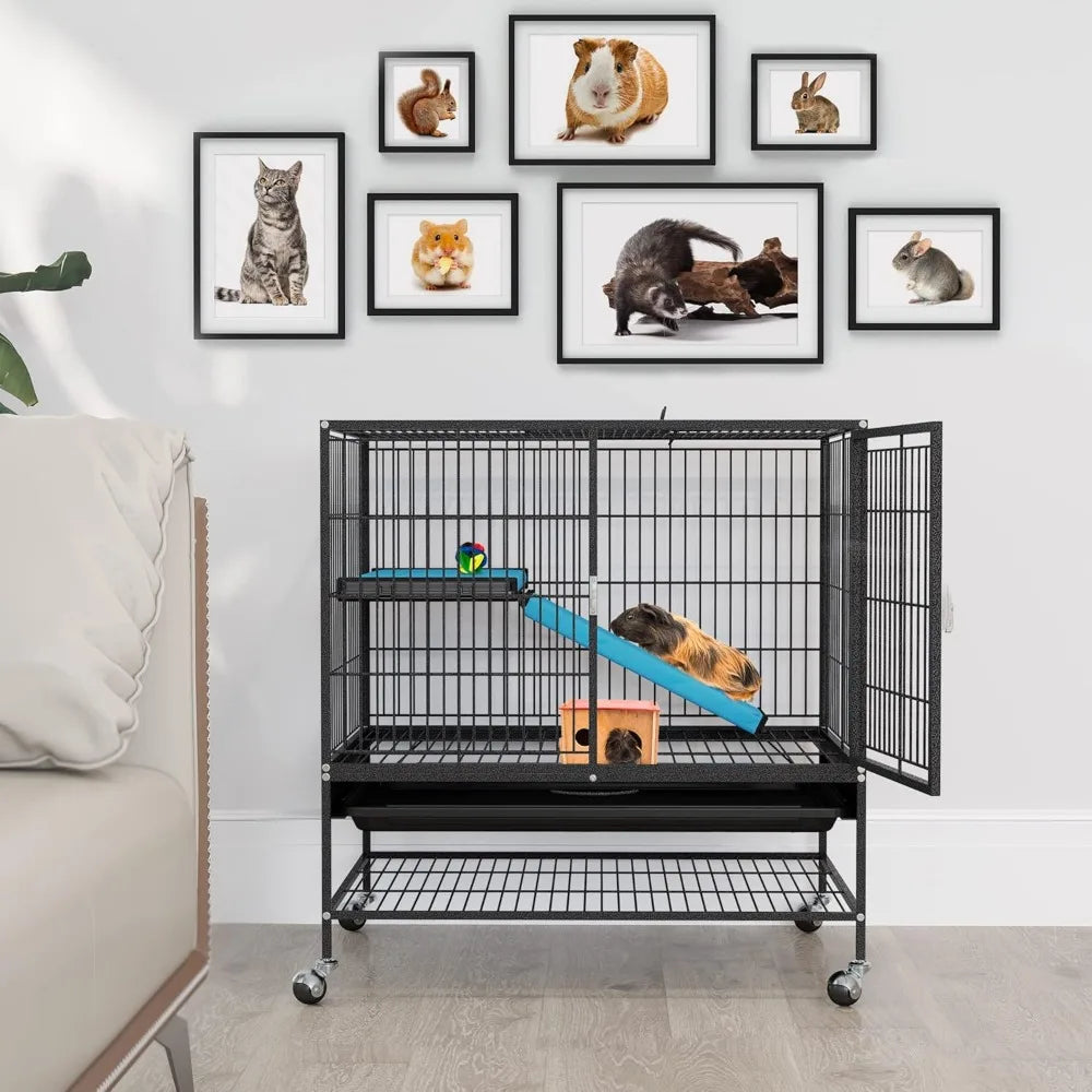 Metal 2-Tiers Small Animal Cages for Indoor Critters