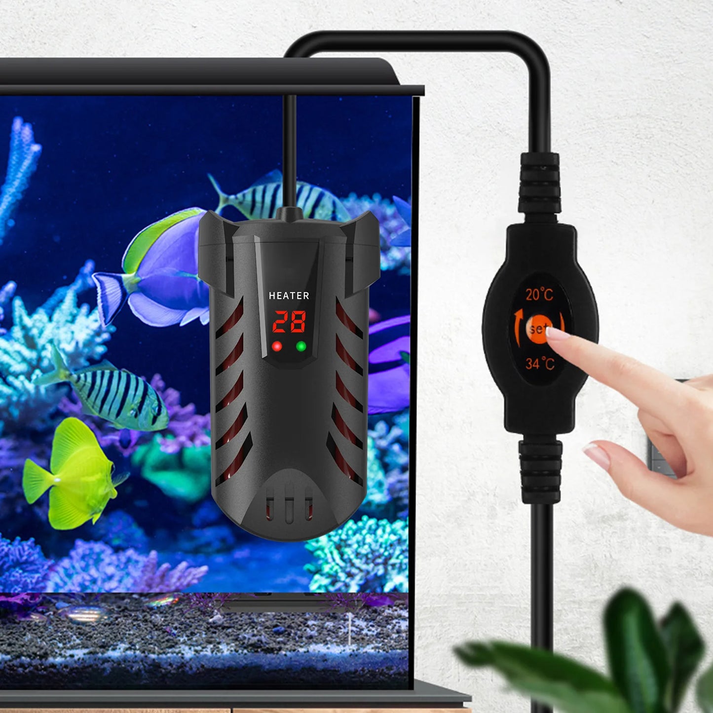 25/50/100/200W Digital Display Aquarium Heater Rods with Suction Cup