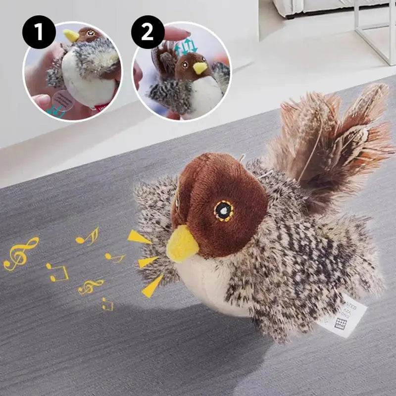 Interactive Cat Toys Electric Squeaky Simulation Bird Plush