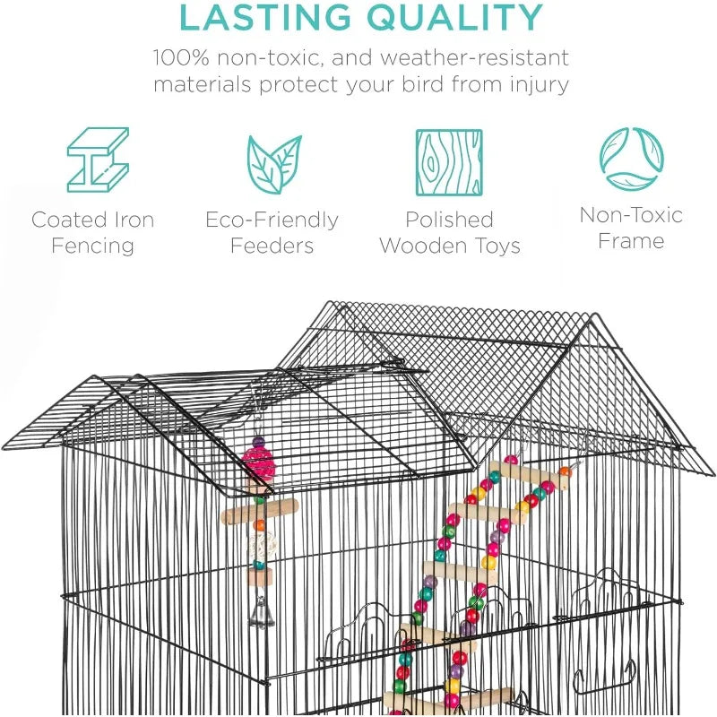 36in Indoor/Outdoor Iron Bird Cage for Medium Small Birds