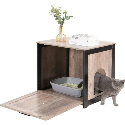 Reversible entrance litter box, end table, cat condo