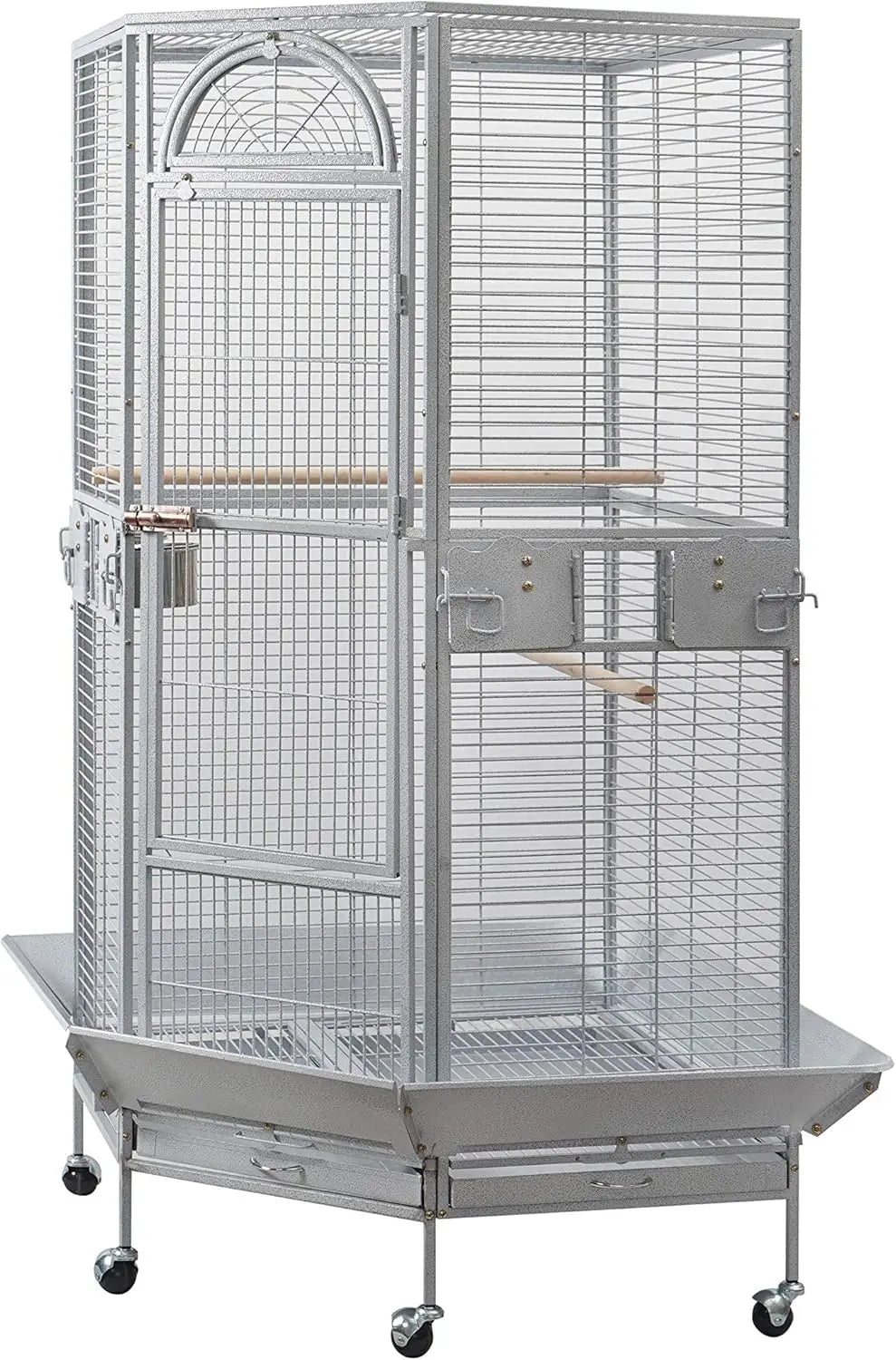 Corner Bird Cage for Slide out trays and grates for easy cleaning