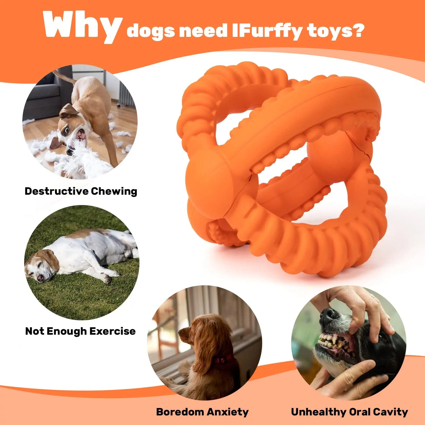 Interactive Dog Toys Detachable Dog Tug of War Toy with 2 Rings