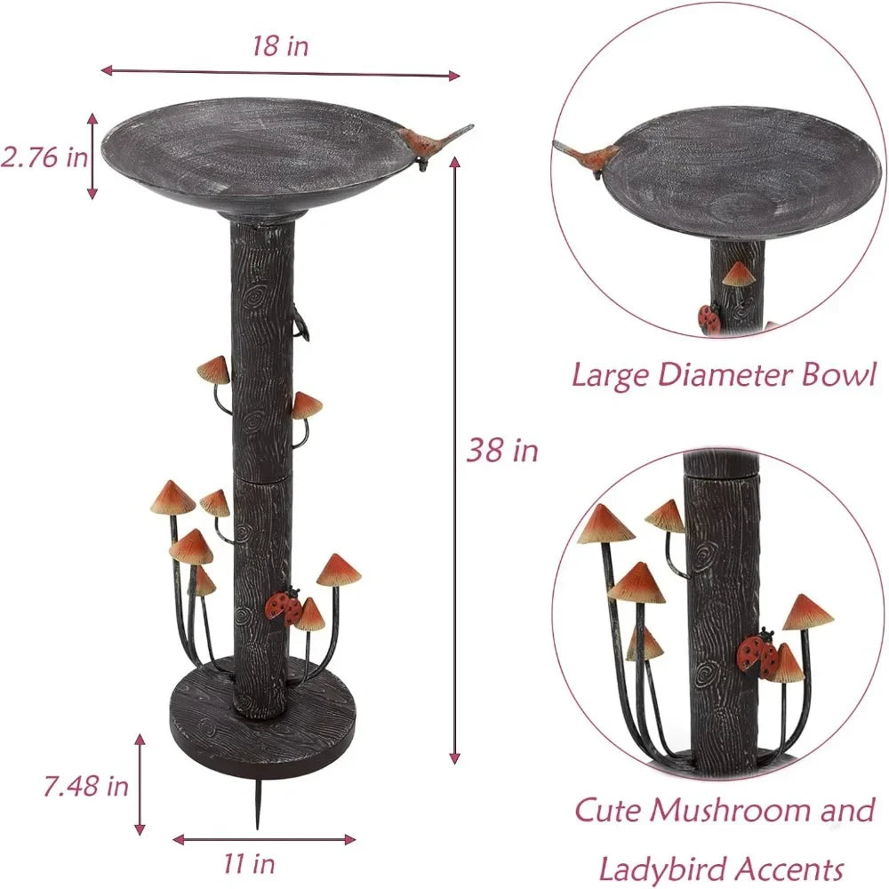 38Inch Hx18Inch W Bird Bath for Outdoors