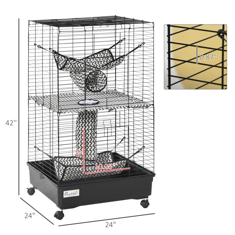 42" Ferret Cage W/ Wheels, Hammocks,