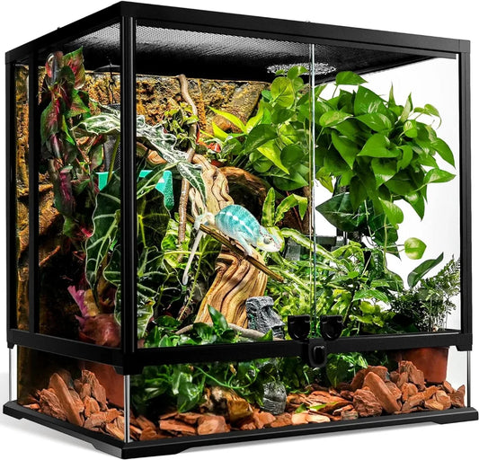 43 Gallon Professional Glass Terrarium 24"x18"x24" with Heat Resistant Aluminum Alloy Frame