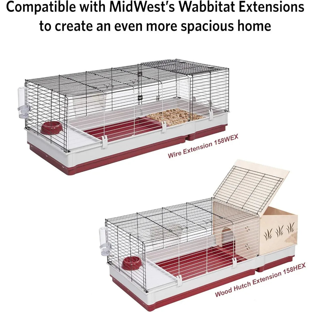 Deluxe Rabbit Cage, 39.5 L x 23.75 W x 19.75 H Inch, Maroon/White