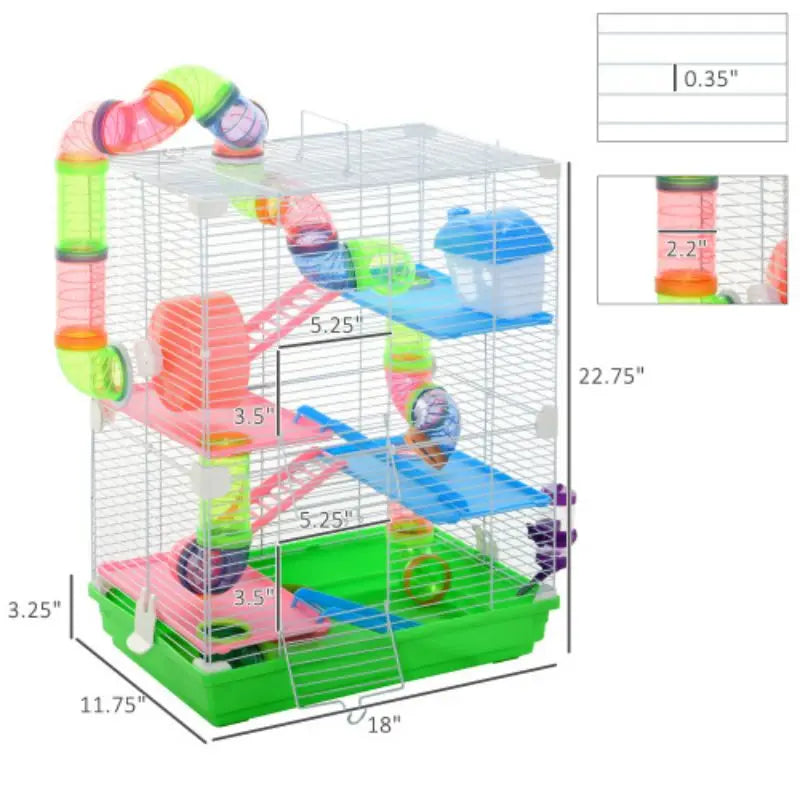 18" 5 Tier Small Animal Cage with Portable Carry Handle