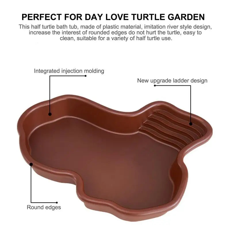 Reptile Bathing Pool Amphibians Accessories with Ramp