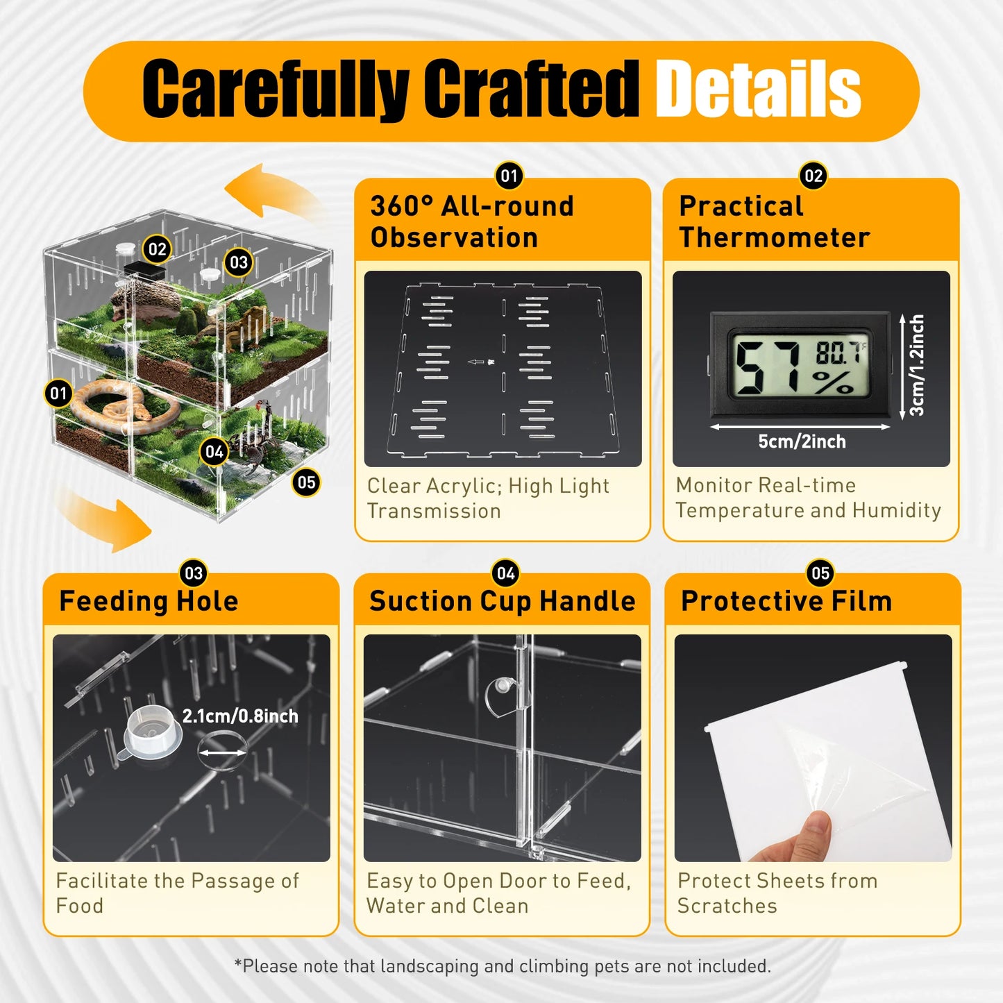 4 Grids Acrylic Reptile Tank