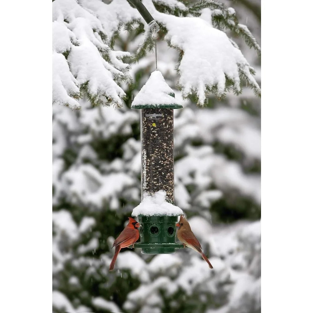 Squirrel-proof Bird Feeder w/Cardinal Ring and 6 Feeding Ports, Adjustable, Pole-mountable