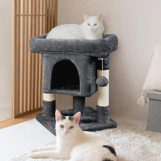 23.5in Cat Tree Tower, Cat Condo with Sisal-Covered Scratching Posts