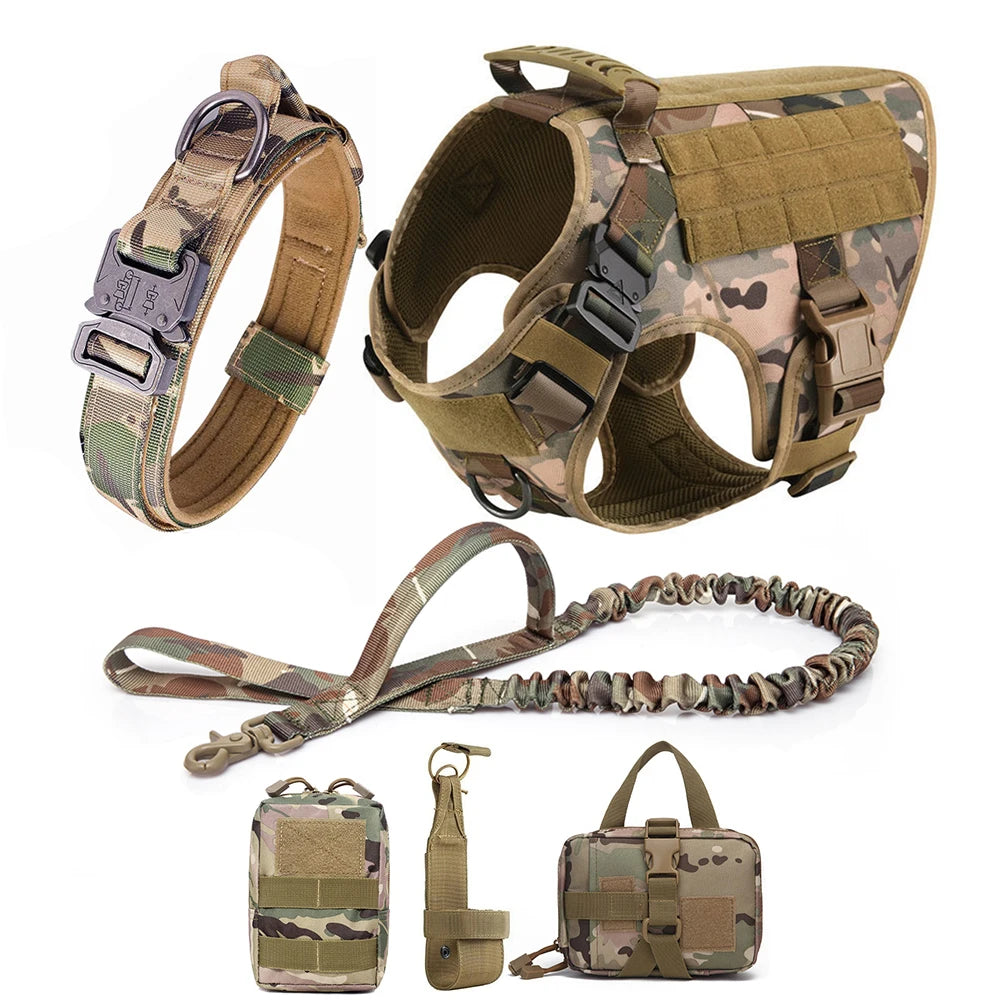 Dog Collar Military Harness And Leash Set Pet Training