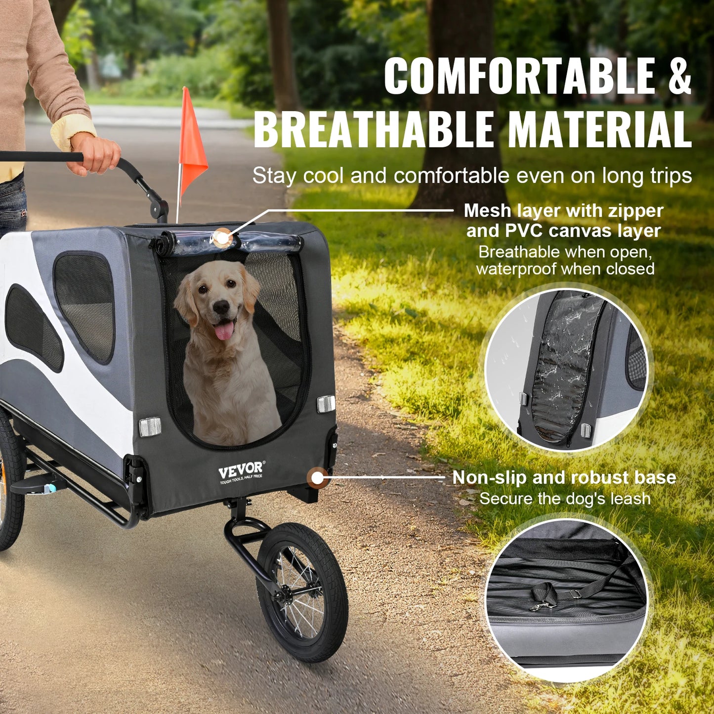 100lbs Dog Bike Trailer 2-in-1 Pet Stroller Bicycle Carrier