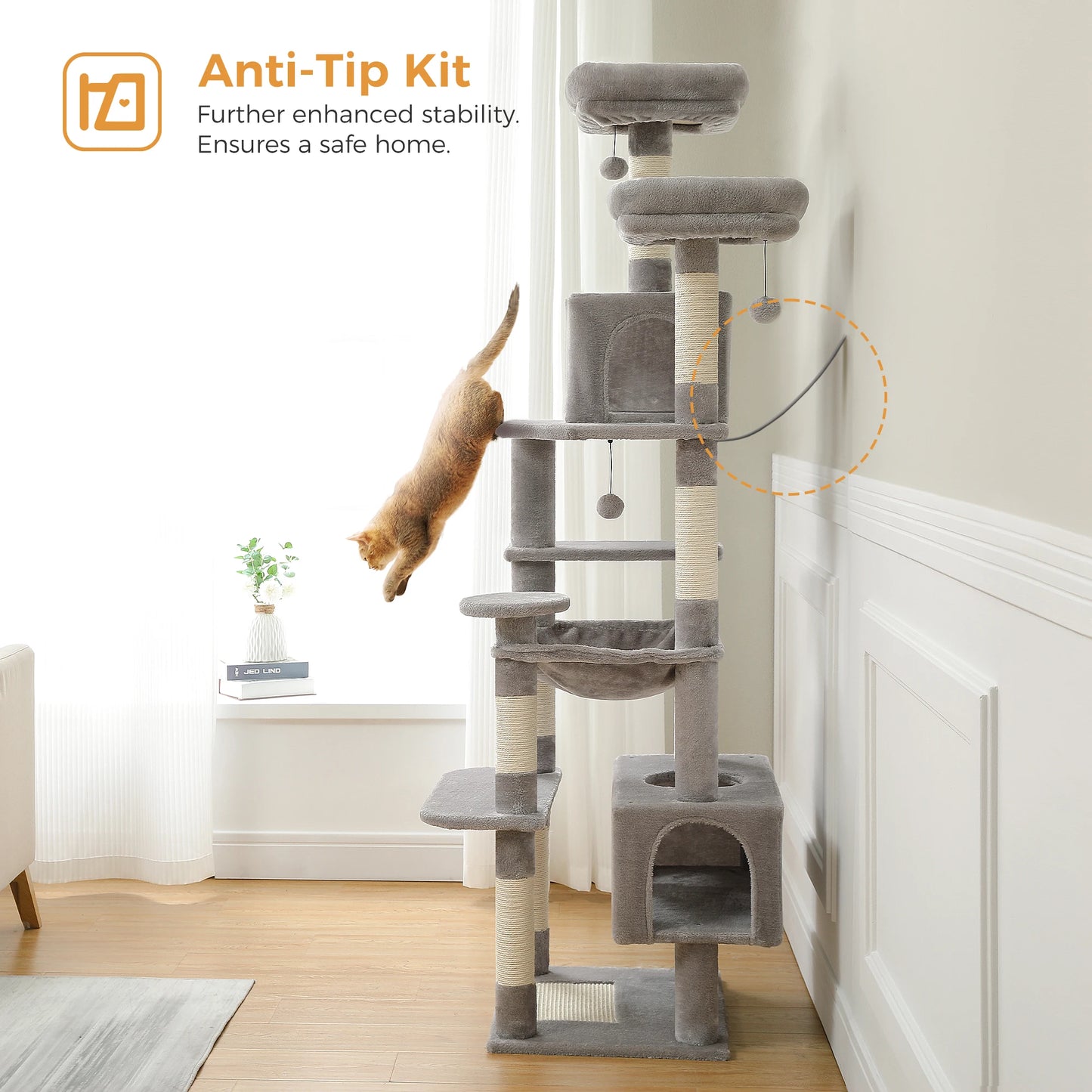 184cm Large Cat Tree and Tower for Indoor Cats With Sisal-Covered Scratching Posts