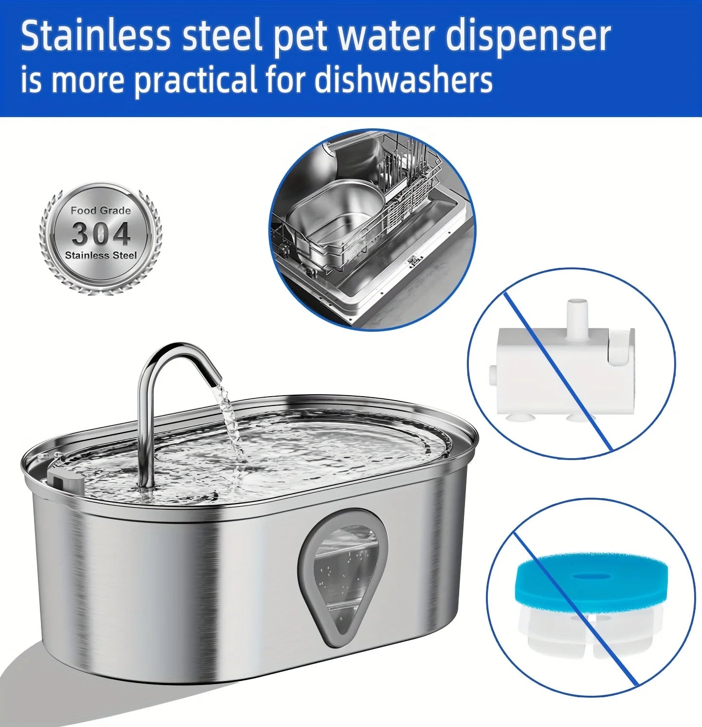 3.5L large capacity stainless steel water fountain with LED Lighting