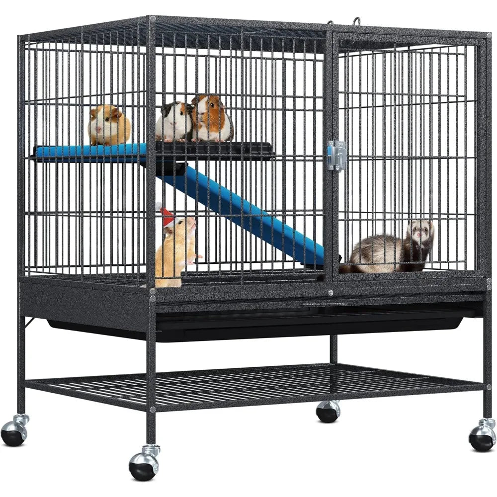 Metal 2-Tiers Small Animal Cages for Indoor Critters