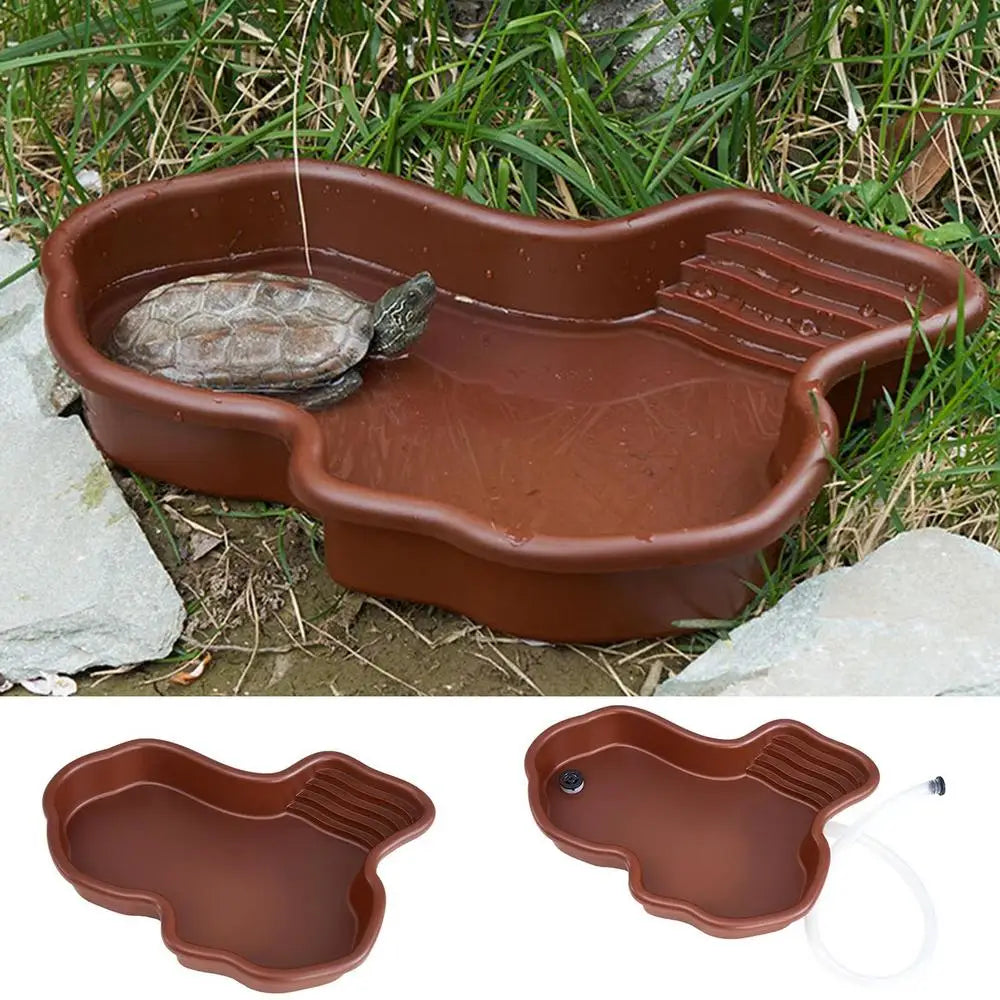 Reptile Bathing Pool Amphibians Accessories with Ramp